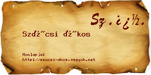 Szücsi Ákos névjegykártya
